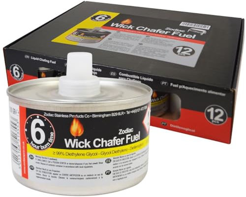 Sterling Saver Zodiac 6 Hour Quality Chafing Dish Fuel Tins with Wick Catering, Caterers, Food Buffet Serving (12 Pack)