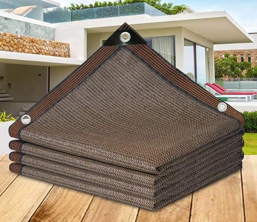 Voile d'ombrage multifonction - 2 m x 2 m 3 m x 3 m 3 m x 4 m 4 m x 4 m - Bâche d'ombrage durable pour extérieur - Protection pour plantes, fleurs, terrasse - Marron - 6 x 6 m