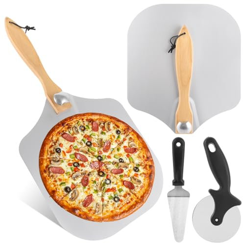 LDXDRU Pala per pizza in acciaio inox, 30 cm, professionale, con manico pieghevole, lunghezza totale 60 cm, tagliapizza triangolare, per pietra per pizza, lavabile in lavastoviglie