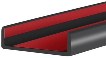 Bordure en Caoutchouc, Protection autocollante en U pour étagères, Coupe-Froid de Porte, matériau EPDM, Taille 50 mm, Convient aux Bords de 49 à 52 mm d'épaisseur, Noir, Longueur 6 m