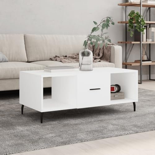 Juroupi Couchtisch Weiß 102x50x40 cm Holzwerkstoff Wohnzimmertisch Coutstische Wohnzimmer Tisch FüR Couch MöBel Tische - 829316
