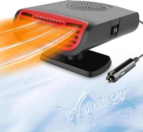 KBIBCK Chauffage de Voiture 12V,Radiateur soufflant Voiture Portable,2 en 1 Chauffage Refroidissement Portable,Ventilateur de Chauffage,Dégivreur de Pare,Rotatif à 360° degrés,Prise Allume Cigare