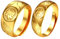 JewelryWe Paar Ringe Gold Trauringe: Chunky Vergoldet Glück Offen Verstellbar Partnerringe Verlobungsringe Eheringe Versprechen Hochzeit Band Goldring Set für Damen Herren