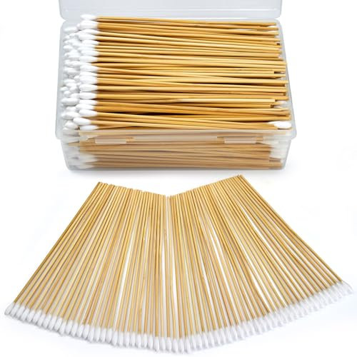 400 PCS Long Cotton Swabs in Box, 6 inch Bamboo Cotton Swabs With Wooden Sticks - Natural Cotton, Highly Absorbent, Lint-Free Cotton Tipped Applicators for Makeup, Pet Ear, Gun Cleaning, Art & Crafts