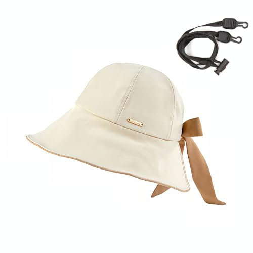 YAMEIZE Bowknot Cappello da Sole a Secchiello Donna - Cappello Tesa Larga Pieghevole Donna Estivo per Sole UPF50+ Pieghevole Spiaggia