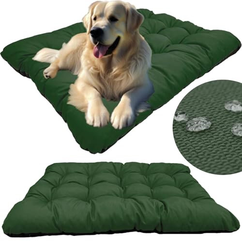 KING DOG Hundekissen L 100 x 70 cm wasserdichte Matte für Große und Mittelgroße Hunde Komfortable Weiche und Einfach zu Reinigende Matte in Grün Höhe 10 cm Kühlmatte Bequeme Liegefläche für Haustiere
