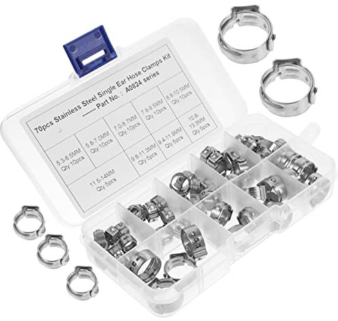 jojofuny 70stücke Teiliges Edelstahl Crimp-schellen Rohrklemmen Sortiment Rost Korrosionsbeständig Vielseitig Für Benzinleitungen Gartenschläuche Vakuum Luftschläuche Verschiedene Für Präzi
