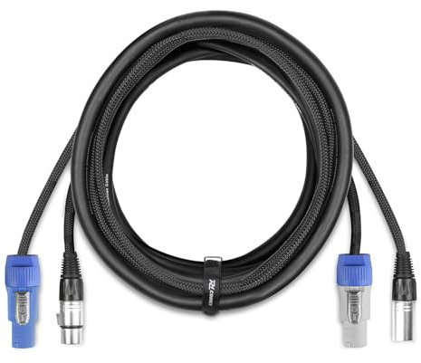 PD Connex CX11-5 Powercon Cable & 5-Pin DMX Combi Cable 5m, XLR Female & Powercon A to Male B, Ideal for Stage Lighting Setups, Daisy-Chaining DMX Light Effects