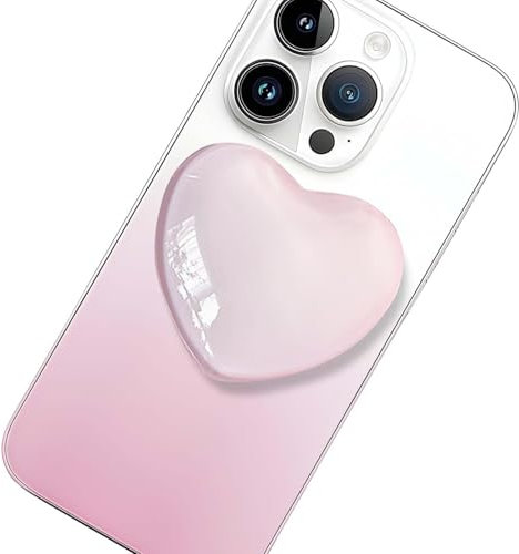 Handy Griffhalter Einziehbarer Liebe Herz Griff, Zusammenklappbare Halterung für Mädchen und Frauen, Handy Schöner Anhänger und Zubehör (Pink)