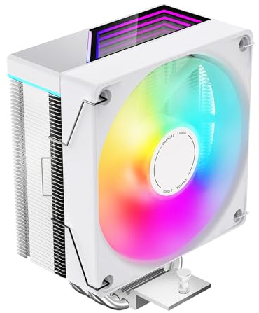 Jungle Leopard KF400X Colourful LED 4 Heat Pipes CPU Cooler with 4PIN PWM 800-1800RPM Quiet Fan for Intel LGA 2011/115X/1200/1366/1700/1851, for AM4/AM5 (White)