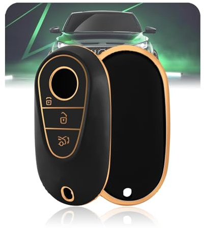 LELNOOS Coque Clé Voiture, Silicone Étui Cle Etui Clef Protecteur Cache Cles pour Mercedes Benz Classe C S E A W206 W203 W213 W214 W223 C200 C206 C220 C300 S206 E220 GLC GLB CLE CLS EQE AMG Maybach