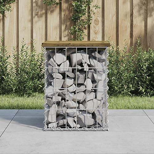 BOWEKAM Outdoor Sitzgelegenheit-Outdoor-Bänke Gartenbank Gabionen-Design 33x31x42cm imprägniertes Holz Kiefer