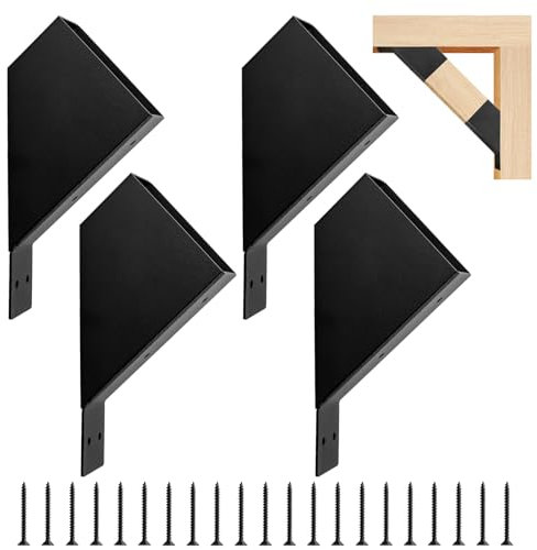 Guolich 4 Pcs Heavy Duty Roof Riser Brackets Kit,45-Degree Angle Bracket, Black Metal Roof Riser Beam Bracket for Roof Pergola Gazebo Patio Cover(4 PCS)