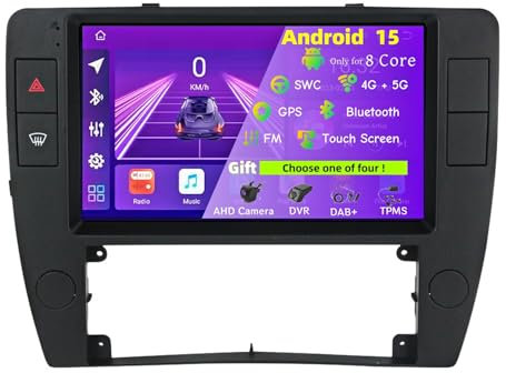 9 Pulgadas Android 15 Radio de Coche 2 DIN para VW Passat B5 2000-2005 con CarPlay inalámbrico y Android Auto Cámara Trasera Controles del Volante Navegación GPS Bluetooth(L10(1+32G))
