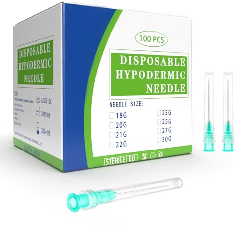 100 pcs 21G 25mm Needles, Dispensing Needle with Cap, Individually Sealed Wrapped, Luer Lock Industrial Accessories for Scientific and Refilling