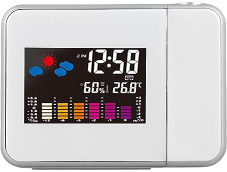 Hiraith Kompaktes Design, Mehrere Alarmzeiten, Elektronische Bürouhr mit Temperatur- und Luftfeuchtigkeitsanzeige, Tragbarer Elektronischer Desktop-Wecker für Schlafzimmer