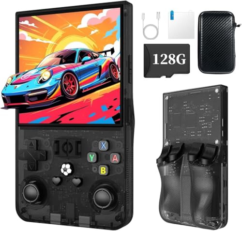 R36MAX Console de Jeu Portable rétro 128 Go - 4K HD Écran IPS 4,0 avec de Nombreux Jeux, système Open Source Linux, Console de Jeu rétro (Noir)