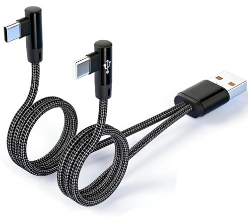 MISYNLON Dual USB C Splitter Cable 3.9Ft, 2 in 1 90 Degree USB C Cable 3A | Fast Charging USB Male to 2 Type-C Male Braided Nylon Cord or Phone 17/16 Pro Max/15 Series,Laptop,Tablet,Car, Tablet