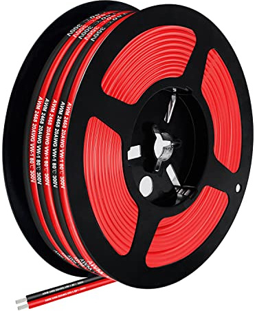THUN-CT UL2468 20 AWG Red/Black 2 Core PVC Wire, 33 ft (Pack of 6)