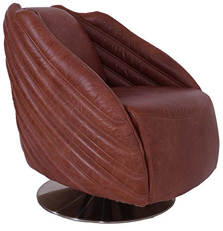 Designsessel Wings Vintage Leder Chrom Mocca Brown Echtleder Sessel