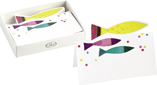 12 Platz-Karten / Tisch-Karten Peaceful Fisch mit Fisch-Motiven bunt