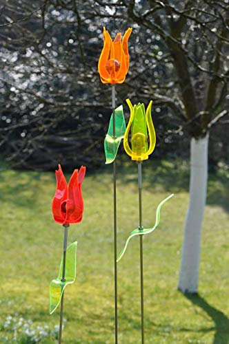 Gartenstecker Stele Sonnenfänger Blume Tulpe Edelstahl