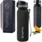 Hydracy Botella de Agua con Marcador de Tiempo - 500 mL Botella de Agua Deportiva sin BPA - Botella de Gimnasio Antifugas con Funda Antitranspirante e Colador de Infusión