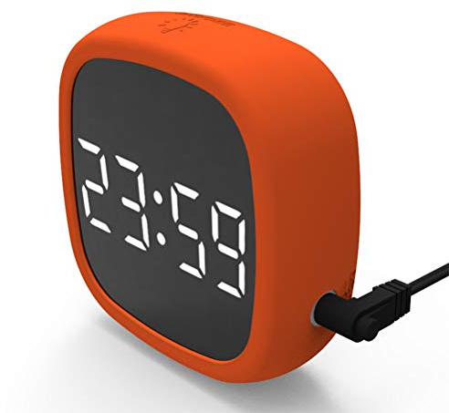 Kexia Snooze Alarm Clock, LED Silicone Voice-Activated Travel Alarm Clock, Digital Touch Adjustable Ultra-Compact Battery And USB Charging, with Snooze Function,Orange