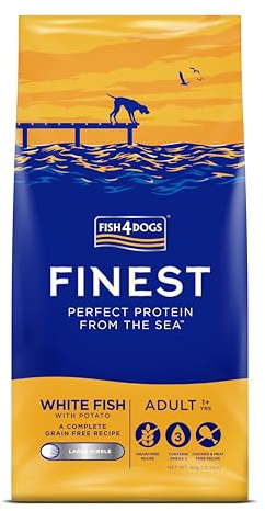 Fish4Dogs Finest White Fish and Potato Dog Food | Natural, Hypoallergenic Dog Food | Great for Dogs With Allergies | Rich in Omega 3, 6 and 9 (Large Kibble - 6kg)