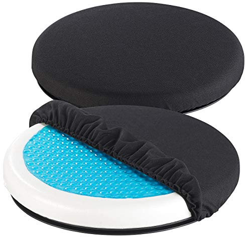 Newgen Medicals Gelkissen: 2er-Set Schaumstoff-Sitzkissen mit kühlender Gel-Schicht, 360° drehbar (Gel-Sitzkissen Stuhl, Stuhlkissen, Thermo Kissen)