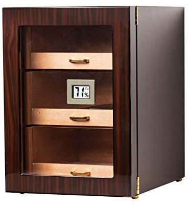 Woodronic Zigarren Humidor Schrank für 100-150 Zigarren, Große Zigarrenbox mit Hygrometer, Luftbefeuchter und 3 Schubladen