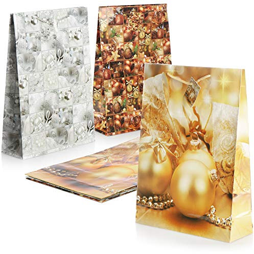 COM-FOUR® 6x Geschenktüte für Weihnachten, Nikolaus und Advent - Geschenktasche mit Weihnachtsmotiv - Geschenkbeutel [Auswahl variiert] (06 Stück - Drei Farben)