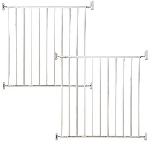 Callowesse© Screwfit Metall Treppenschutzgitter 76-81cm weiß Kein Stolpern Babygitter, geeignet als Hundegitter, einfache Bedienung Einhandbedienung Zweiwege-Öffnung (2 Tore)