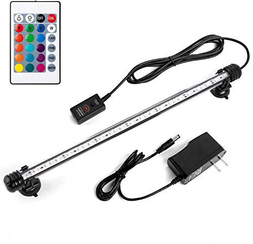 iKefe 38cm Color Changing LED Fish Tank Aquarium Submersible Light with Remote/Colored Aquarium LED Tank Lights Fixture for Underwater Decorations, Plant Grow, Saltwater Freshwater Fish, KR5015