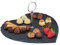 Relaxdays Schieferplatte, Herz, Griff, Servierplatte für Sushi, Käse, Hochzeit, Valentinstag, Schiefertablett, anthrazit