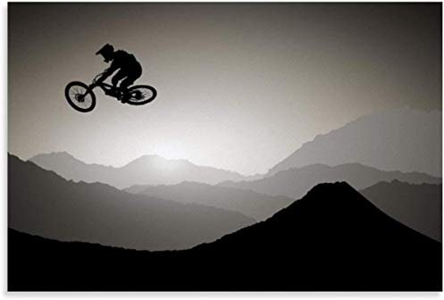 ZRRTTG Leinwand Druck Poster 60x90cm Downhill Mountainbiker MTB Schlafzimmer Wandkunst Kunstwerk Malerei Kunstdrucke Bild Kein Rahmen