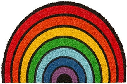 Nicola Spring Half Moon Coir Door Mat - 60 x 40cm - Rainbow - Pack of 1 - Decorative Indoor Front Door Floor Mat Entry Dirt Trapper Rug Outdoor Boot Scraper Non Slip Backing Doormat
