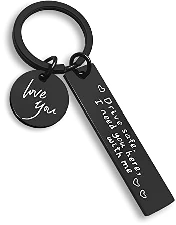 OUMILAN Drive Safe Schlüsselanhänger I Love You I Need You Here With Me, Geschenk für Freund, Ehemann, Papa