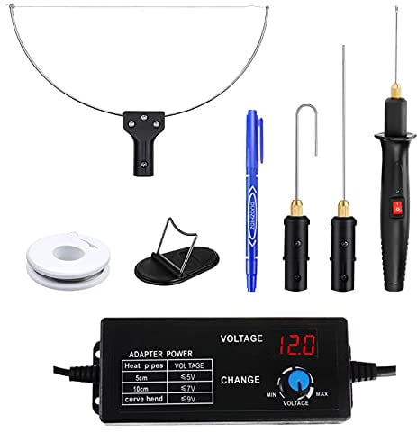 4-in-1 Styroporschneider mit digitalem Spannungsregler, GOCHANGE Schaumstoffschneider Elektrisches Styropor-Schneidewerkzeug, 100-240V / 9-27W Styropor-Schneidestift mit einstellbarem Spannungsadapter