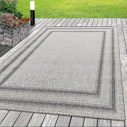 SIMPEX Outdoor Teppich, Bordüre Design, Teppich Natur, 240 x 340 cm, Teppich modernen Stil, Küche, Balkon, Terrasse, Garten, Picknick