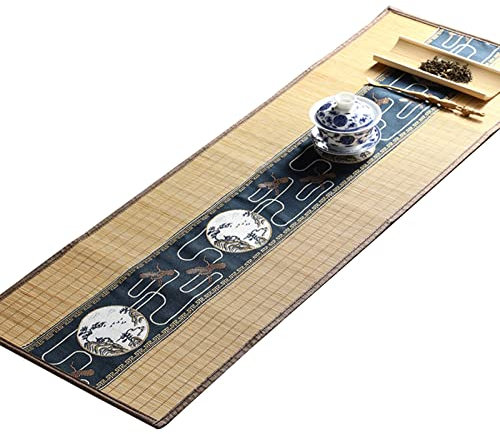 Chemin de Table Style Japonais Chemin de Table en Bambou, Tapis de Service À Thé Kung Fu, Napperon Imperméable Tissé À La Main pour Salon de Thé Hôtel, Bois Naturel (Size : 30x60cm/11.8x23.6in)