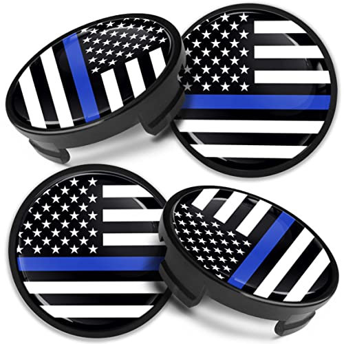 Biomar Labs 4 x 54 mm Nabendeckel Kompatibel mit Ford Felgendeckel Radnabenabdeckung Nabenkappen Felgenkappen Radkappen Alufelgen USA Flagge Blau CFZ 24