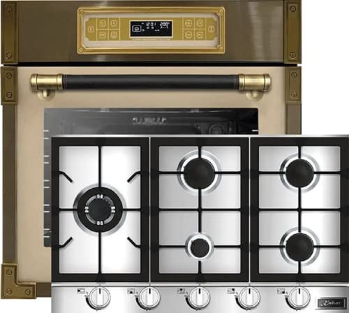 Kaiser Set di stufa EH 6726 ElfAD + KG 9357 Turbo, forno da incasso retrò, 80 l, set da forno elettrico, 11 funzioni di funzionamento + piano cottura a gas da incasso 90 cm, in acciaio inox/Inox, gas
