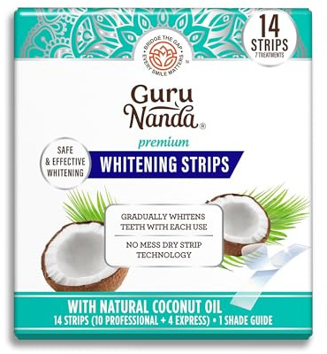 GuruNanda Teeth Whitening Strips Kit - 7-Day Treatment with Non-Slip, Dry Strip Technology - Whitening Designed with Care for a Brighter Smile