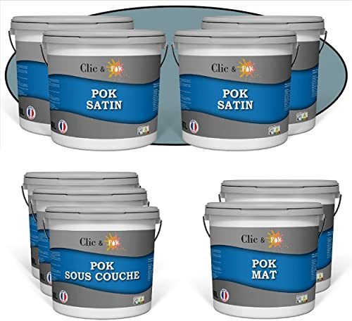 POK KIT MAISON NEUVE : Kit de Peinture Complet pour Murs et Plafonds - Bleu Vintage - 80m²