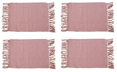 4X Platzsets Rose Fransen | Untersetzer Platzdeckchen Tischset Unterlage | 40 cm