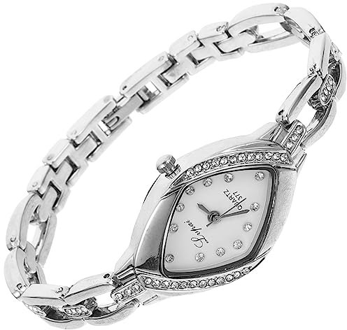 Hemobllo Damen Armbanduhr Elegant Damenuhr Mit Strasssteinen - Verstellbare Quarz Armbanduhr FüR Frauen Modische Armband Uhr in Silber Perfekt FüR Alltag Und Festlichkeiten