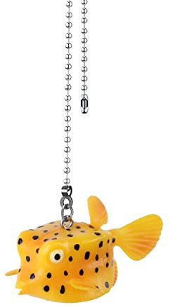 Dotlite Fish Ceiling Fan Pull Chain,12in Cute Yellow Fish Fan String Pulls Charm Extension Decorative,3mm Diameter Beaded Fan Light Pull Chains Extender Ornaments with Connector for Kids Room