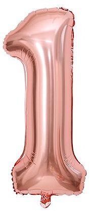 SJBAUTYO Ballon Chiffre Anniversaire 1 Or Rose 101 CM | Decoration Anniversaire 1 an | Ballon Anniversaire 1 an | Ballons décoratifs du 1er anniversaire