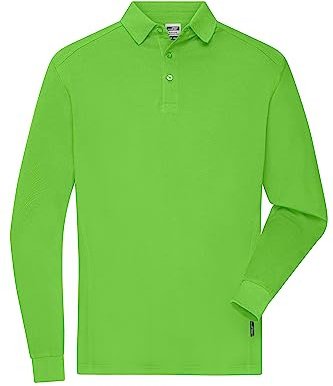 James & Nicholson Herren Bio Workwear Longsleeve Polo - Strapazierfähiges Langarm Poloshirt aus Bio-Baumwolle | Farbe: lime-green | Grösse: S
